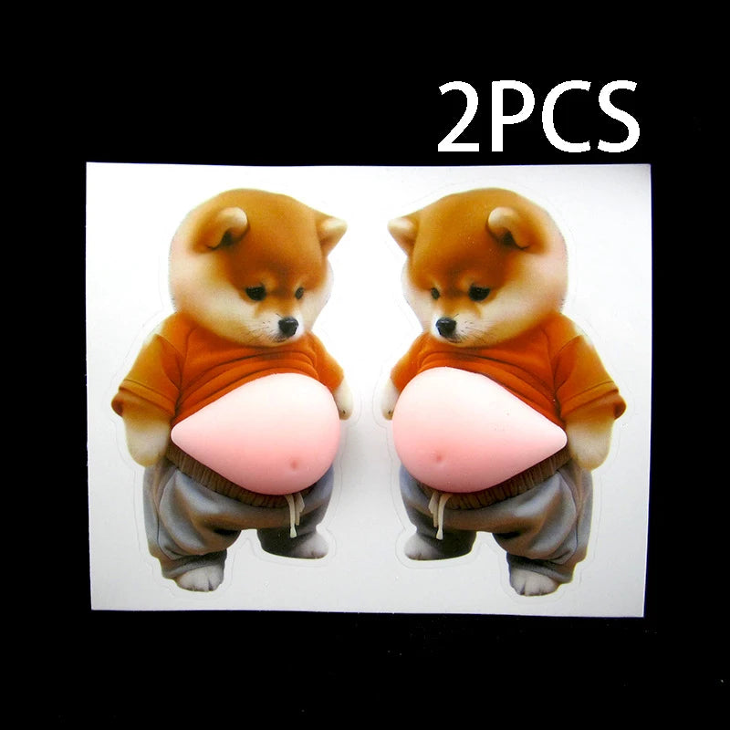 Stickers 3D Shiba Inu silicone — Autocollants chien kawaii auto-adhésifs