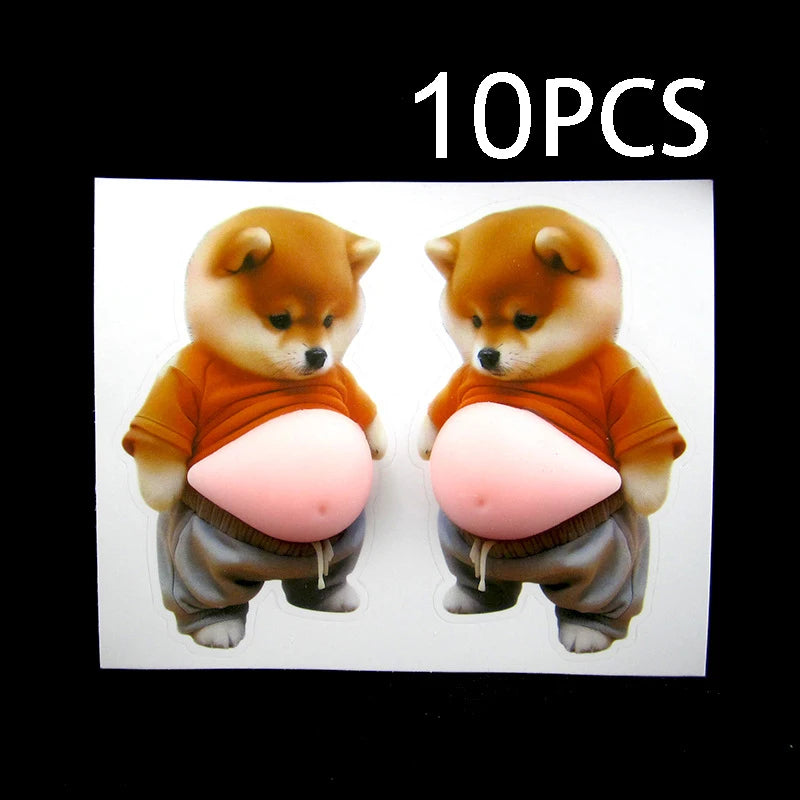 Stickers 3D Shiba Inu silicone — Autocollants chien kawaii auto-adhésifs