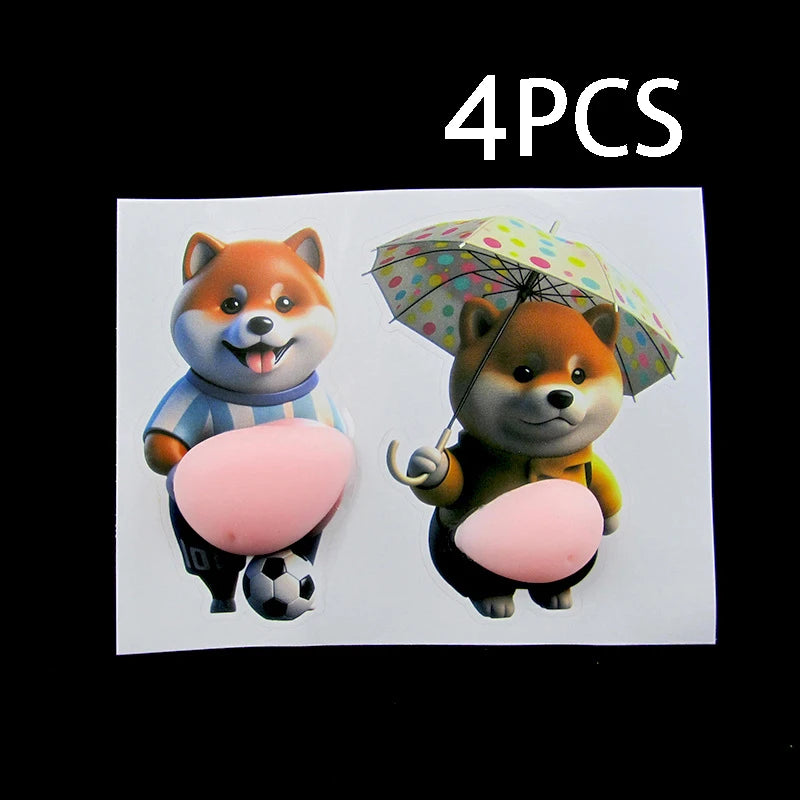 Stickers 3D Shiba Inu silicone — Autocollants chien kawaii auto-adhésifs