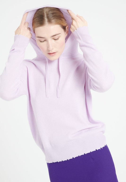 Sweat à capuche femme en cachemire lilas - MIA 16